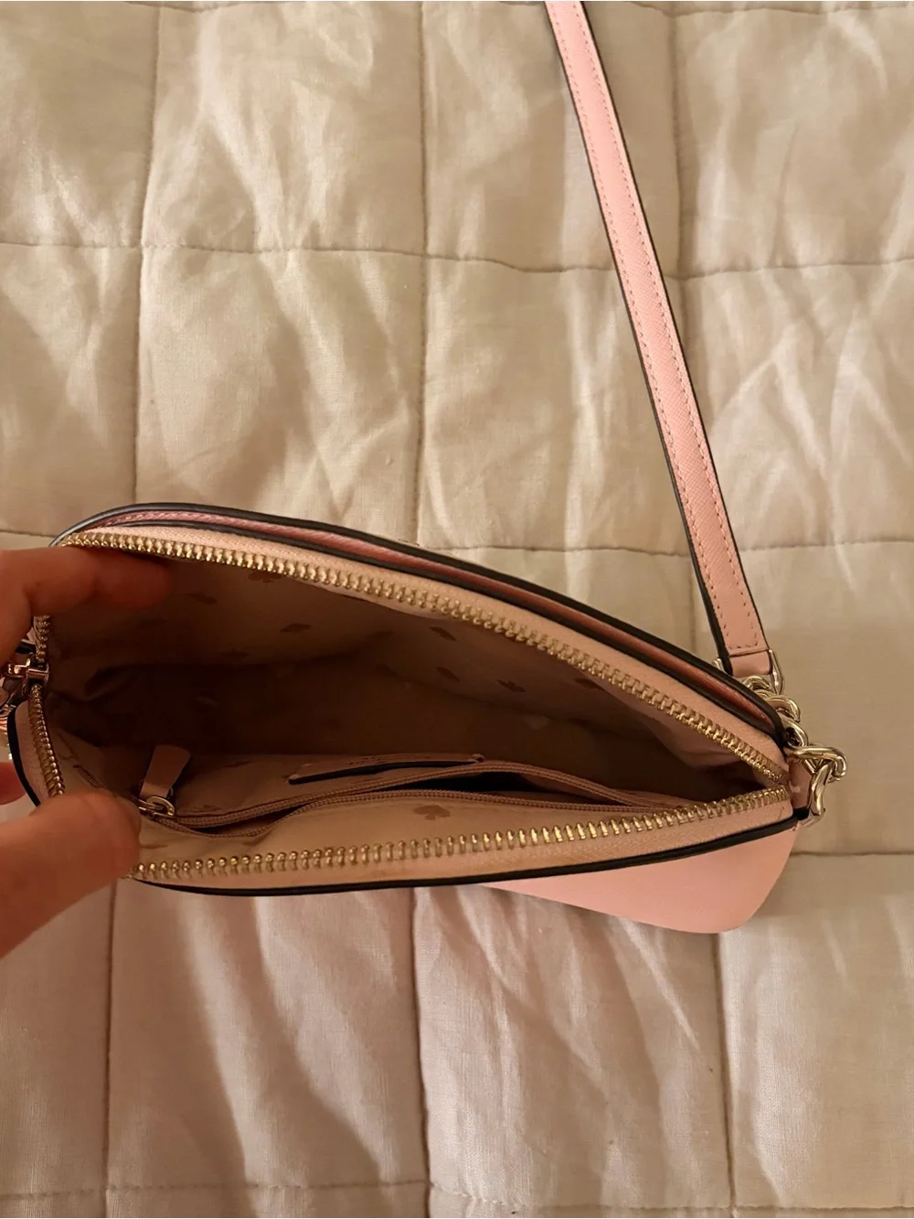 kate spade Pink Saffiano Dome Crossbody with Gold Hardware